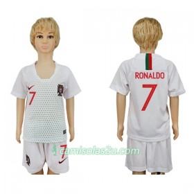 Camisolas de futebol Portugal Ronaldo 7 Criança Equipamento Alternativa Copa do Mundo 2018 Manga Curta